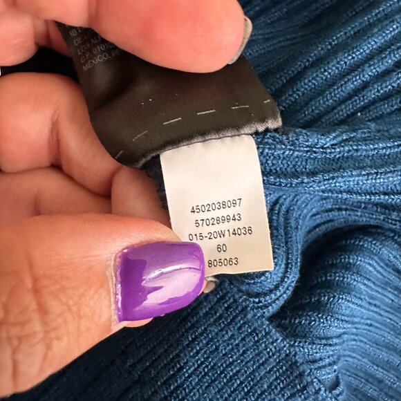 2/$30 White House Black Market Ribbed Snap Front Henley Top Ocean Blue XS #A0687 - Picture 8 of 10